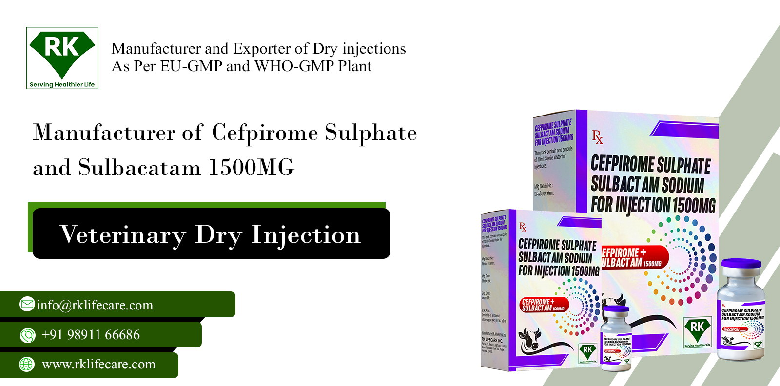 Manufacturer of Cefpirome Sulphate and Sulbacatam 1500MG Veterinary Dry Injection