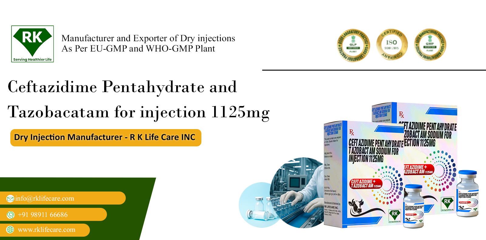 Veterinary Ceftazidime Pentahydrate and Tazobactam Injection 1125mg
