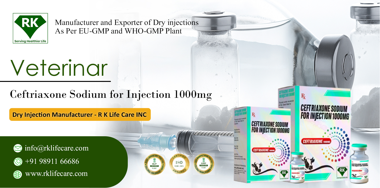 Veterinary Ceftriaxone Sodium for Injection 1000mg