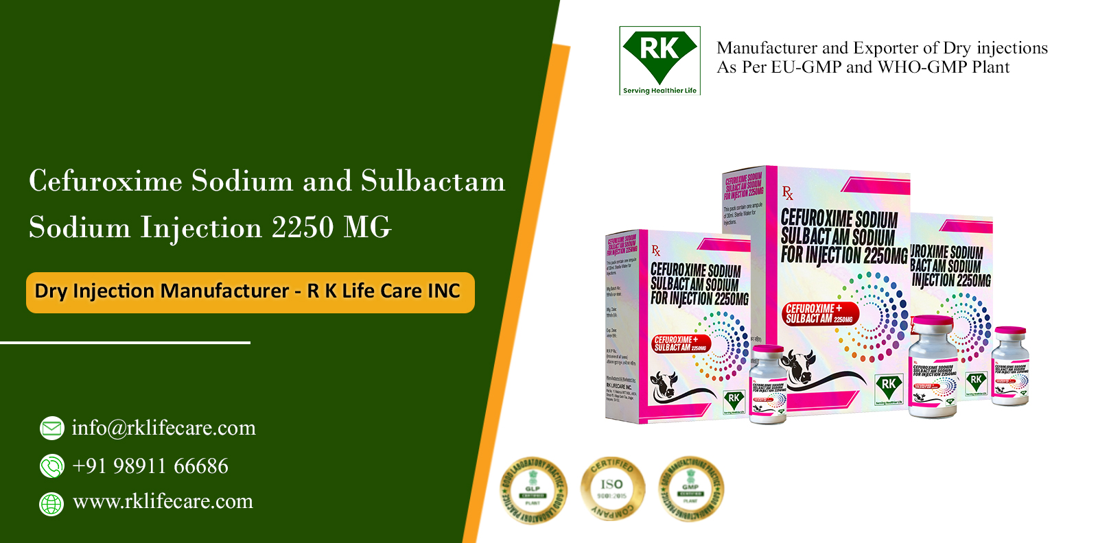Veterinary Cefuroxime Sodium and Sulbactam Sodium Injection 2250 MG Manufacturer 